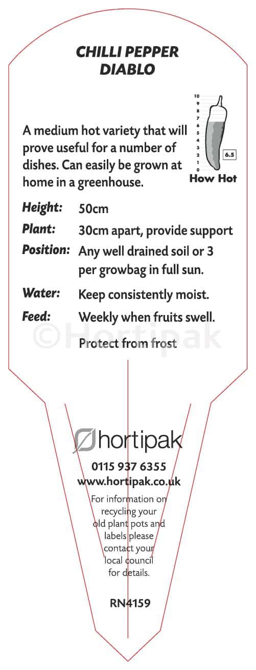 Chilli Pepper Diablo Plant Labels - Hortipak